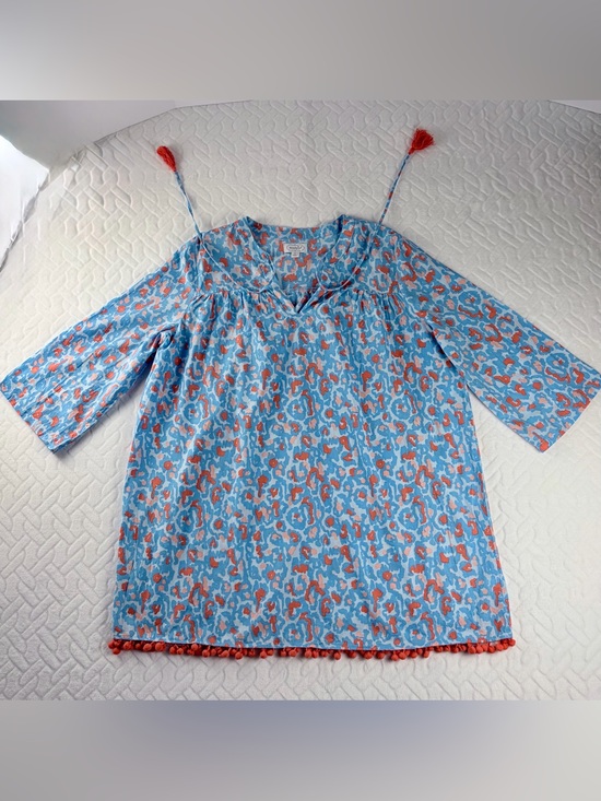Mud Pie Dresses & Skirts - Mud Pie 100% cotton tunic style dress blue and orange cheetah print Size L